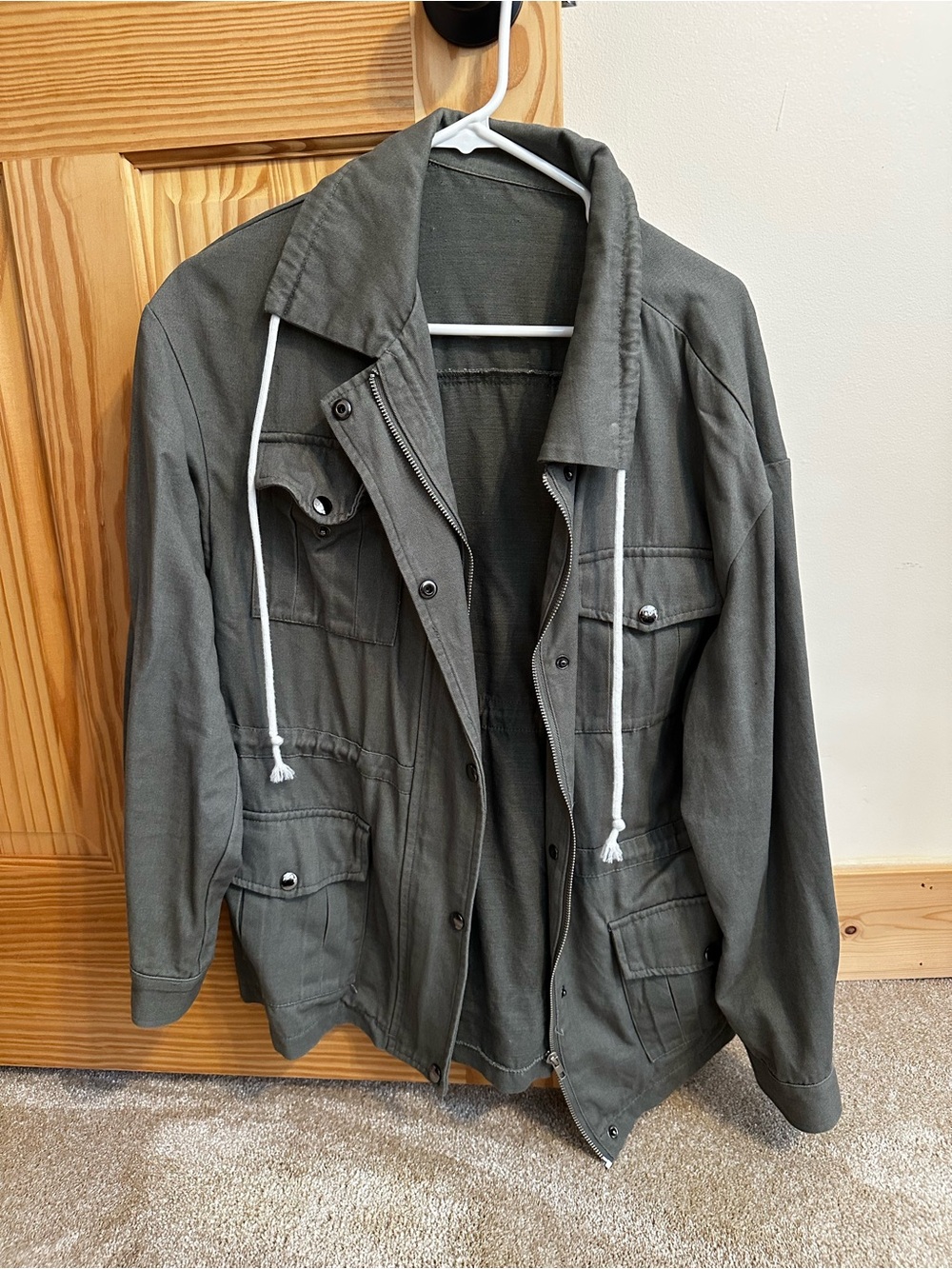 Women’s Olive Green Utility Jacket - Casual Field Coat